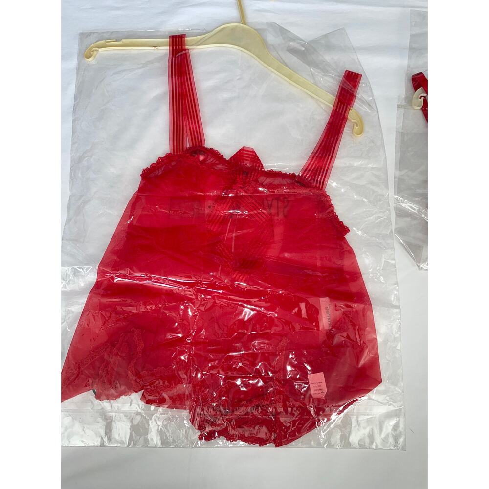 3 SEXY RED FISHNET TEDDY BRA SET LINGERIE COSTUME VALENTINES DAY NEW